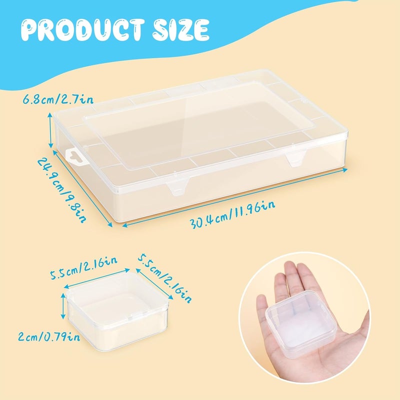 Mathtoxyz Extra Large Bead Organizer, 61 PCS Small Plastic Craft Storage Box with Hinged Lid and Labels Clear Bead Organizers and Storage Boxes for Jewelry, Diamonds, Bracelet Making DIY - Image 2